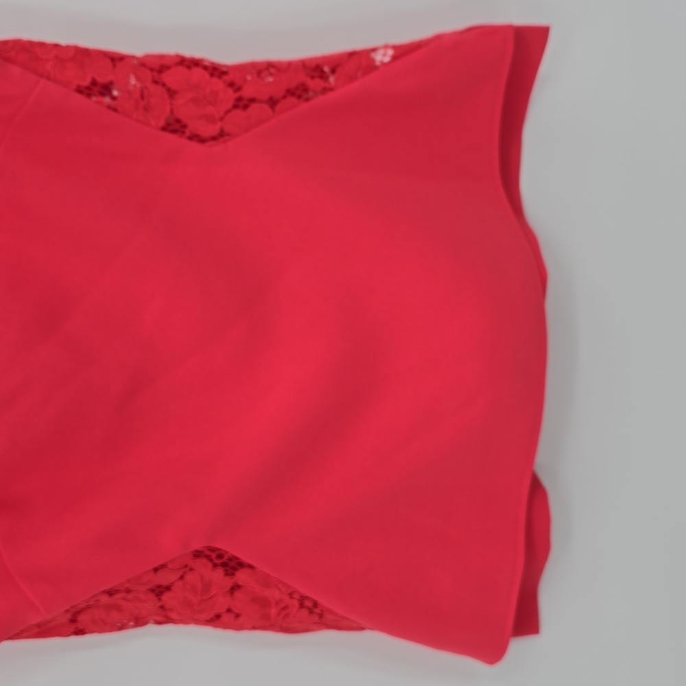 Ted Baker Coral Polyester Lace Back V-neck Sleeveless Blouse Women’s Size 0 - Picture 3 of 7